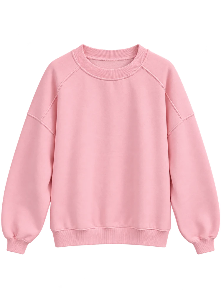 Parçalı Basic Sweatshirt — Pembe