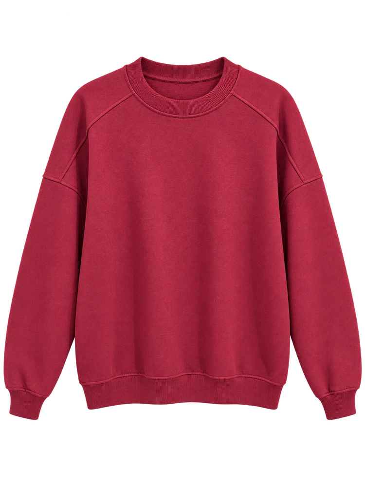 Parçalı Basic Sweatshirt — Bordo