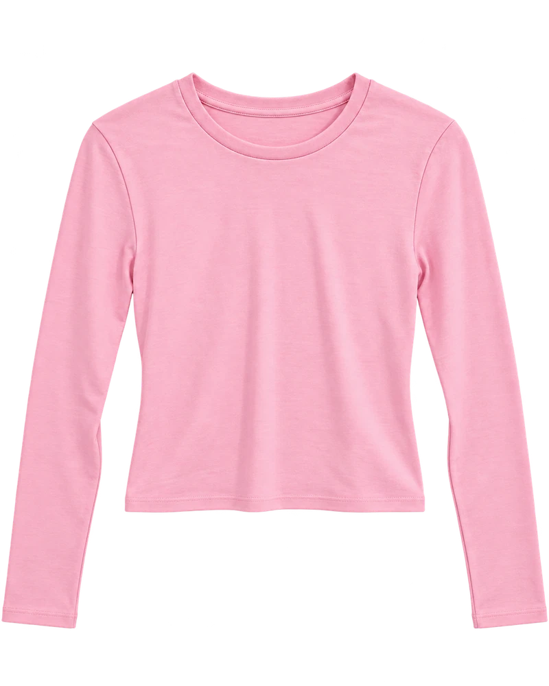 0 Yaka Uzun Kol Body — Pembe