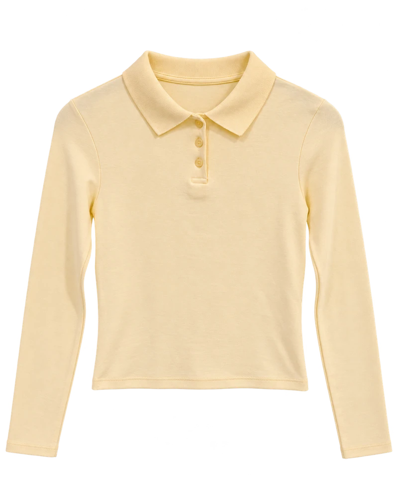 Polo Yaka Düğmeli Body — Sarı