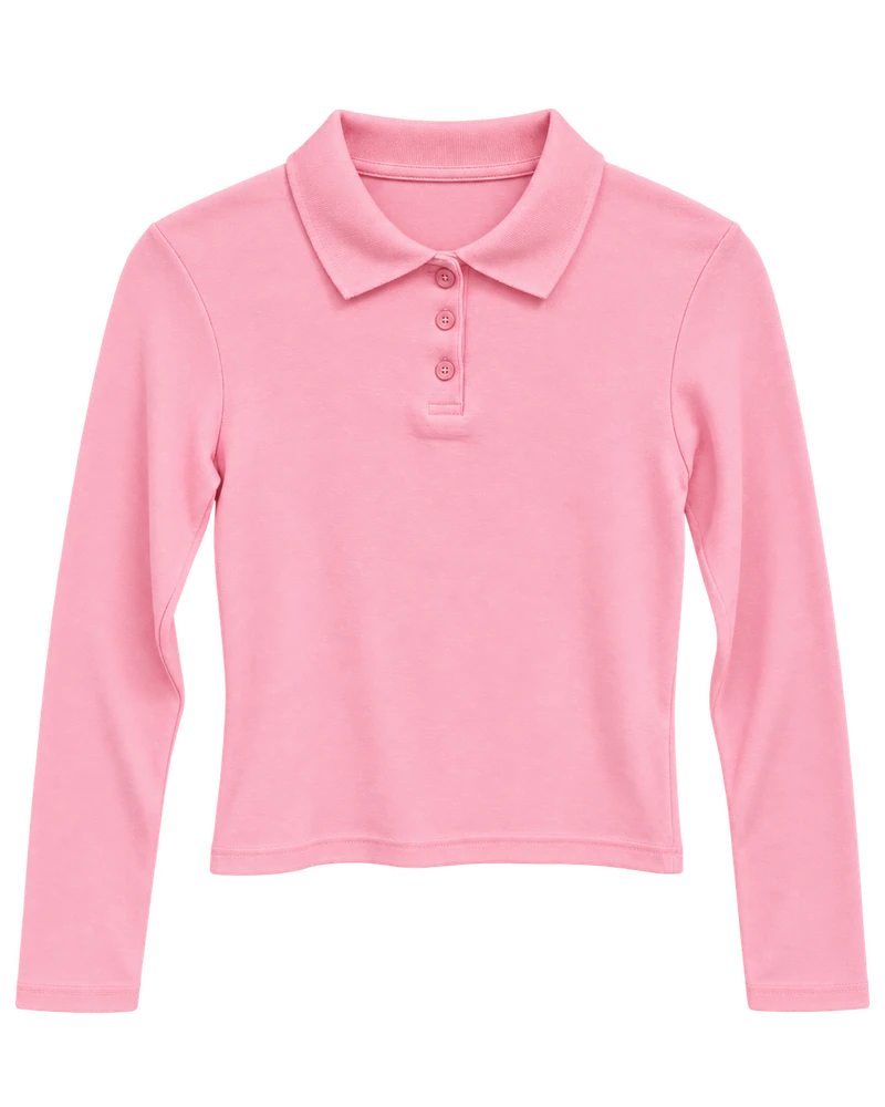 Polo Yaka Düğmeli Body — Pembe