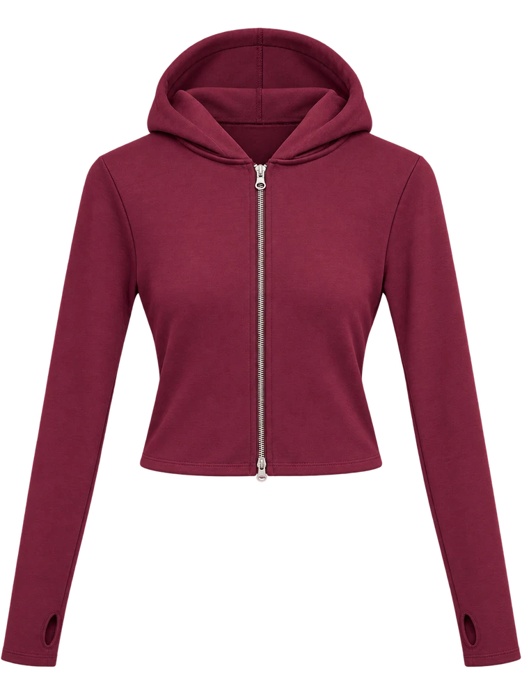 Oys Parmak Geçmeli Fermuarlı Sweatshirt — Bordo