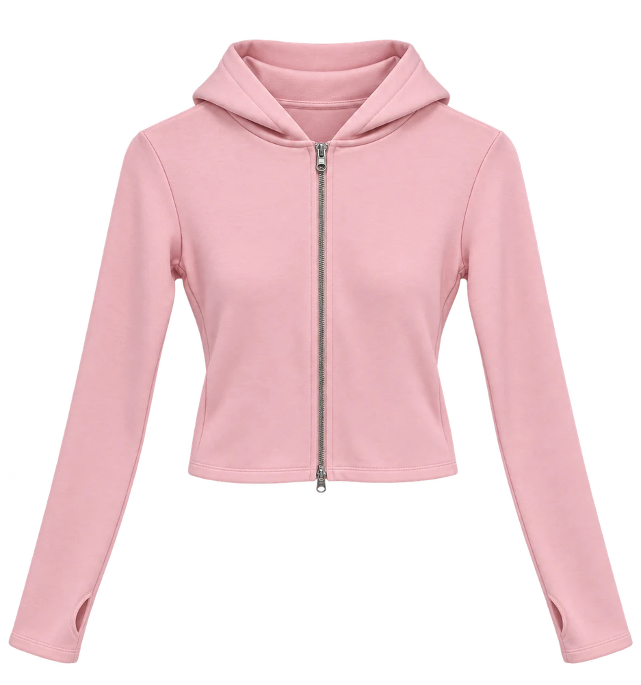Oys Parmak Geçmeli Fermuarlı Sweatshirt — Pembe
