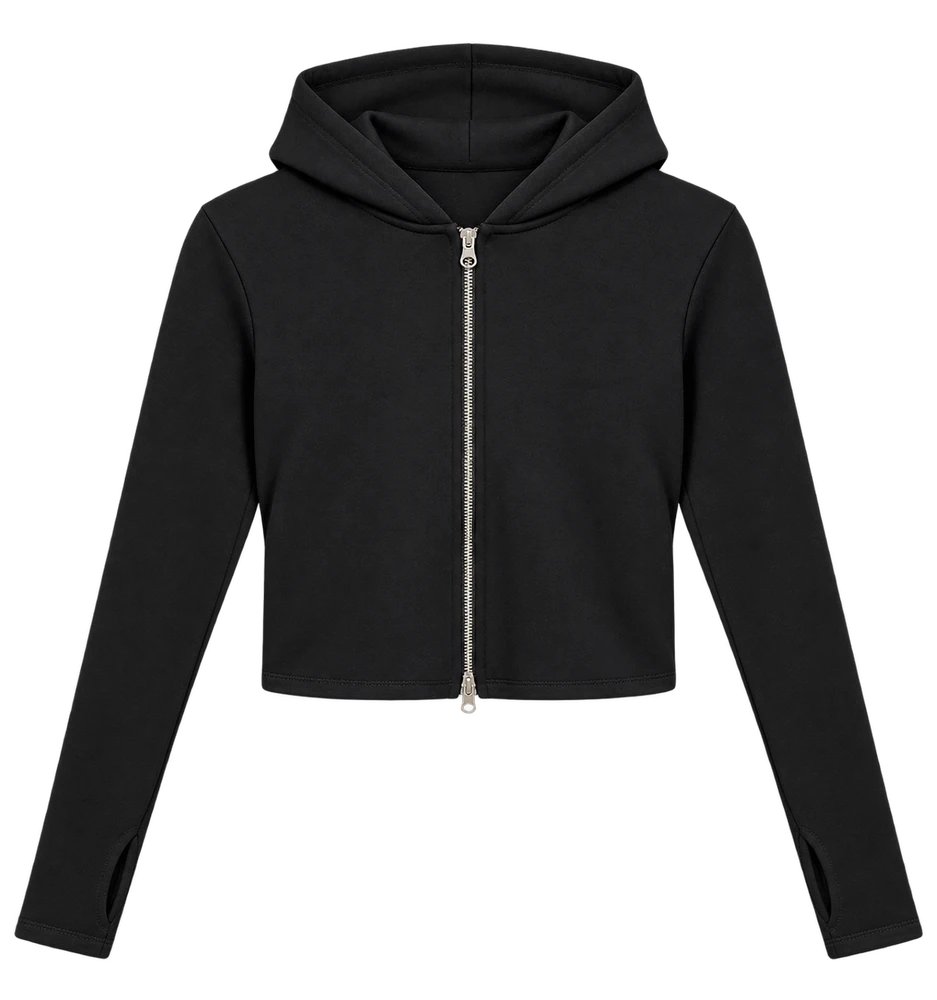 Oys Parmak Geçmeli Fermuarlı Sweatshirt — Siyah