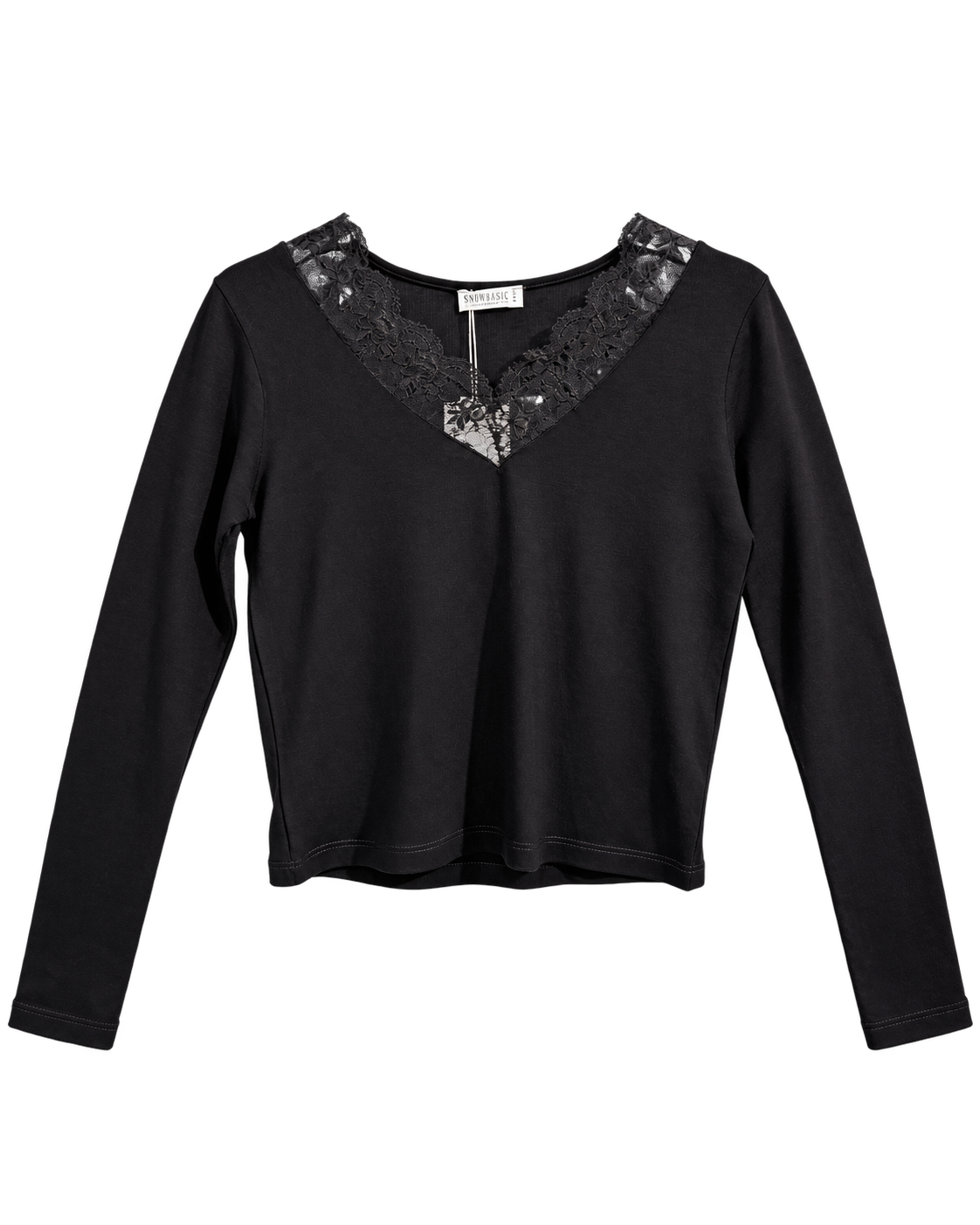 Güpür dantelli çilek body — Siyah