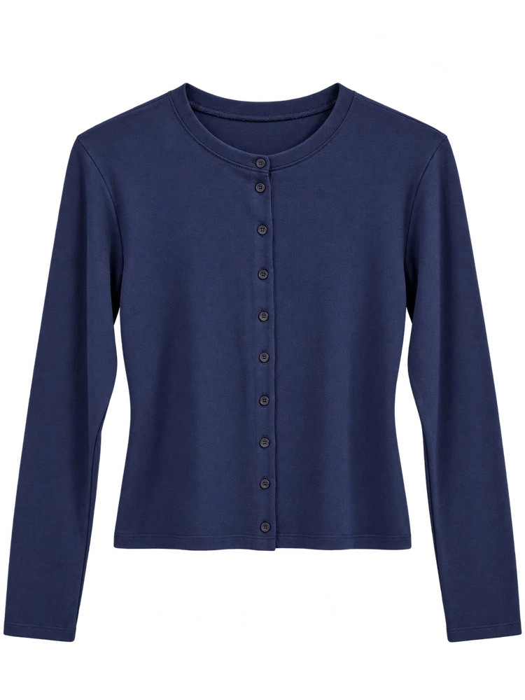 Düğmeli Modal Hırka Body — Lacivert