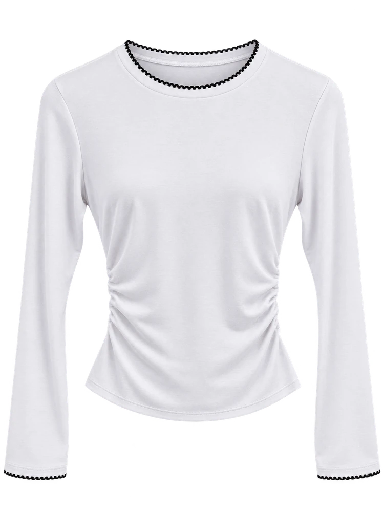Modal İstiridye Dikişli Body — Beyaz