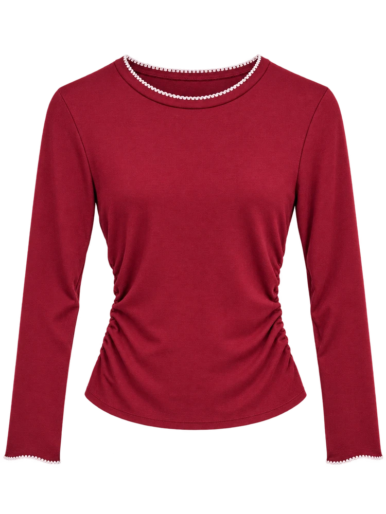 Modal İstiridye Dikişli Body — Bordo