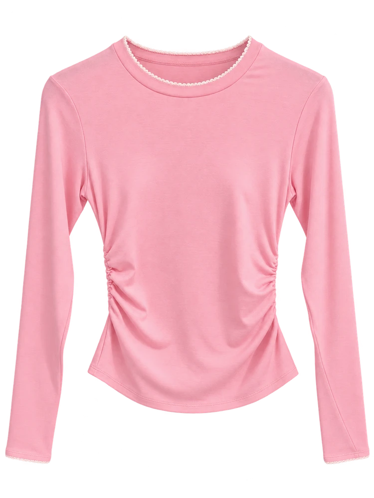 Modal İstiridye Dikişli Body — Pembe