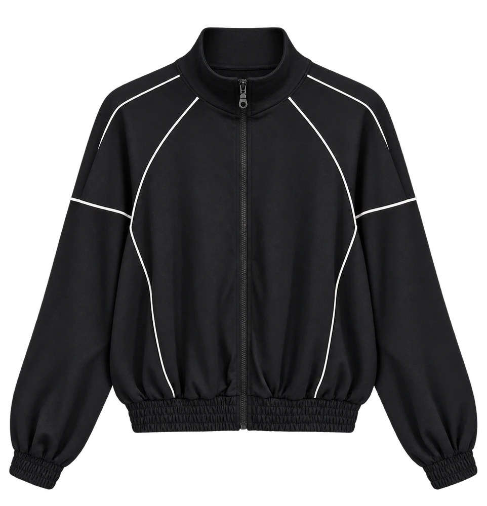 Oys Ara Biyeli Dik Yaka Fermuarlı Sweatshirt — Siyah