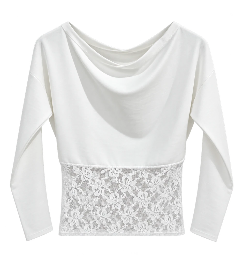 Oys Beli Dantelli Yarasa Kol Sweatshirt