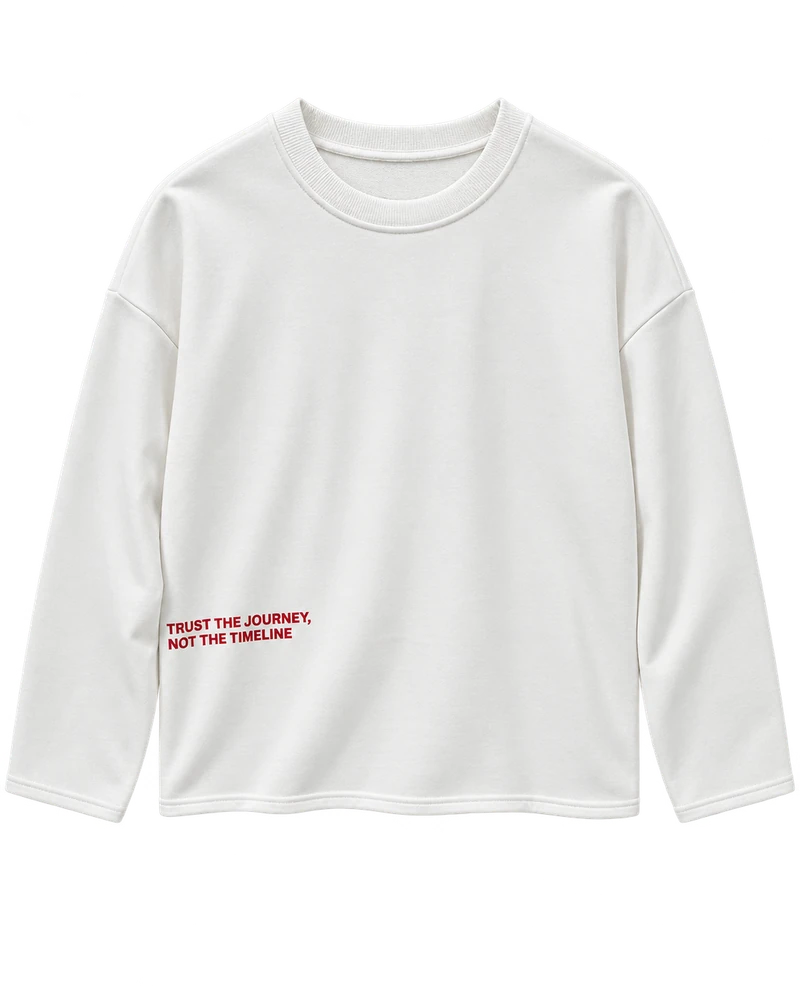 3 iplik department ön arka baskılı sweat — Ekru