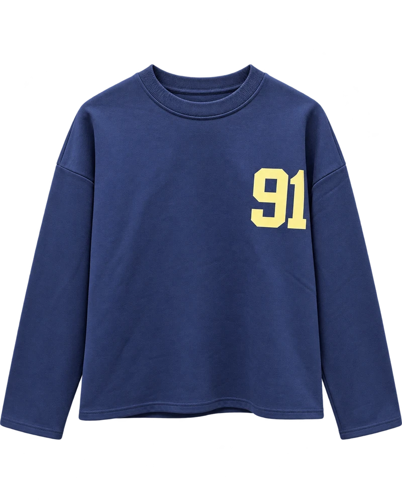3 iplik ön arka baskılı 91 baskılı sweat — Lacivert