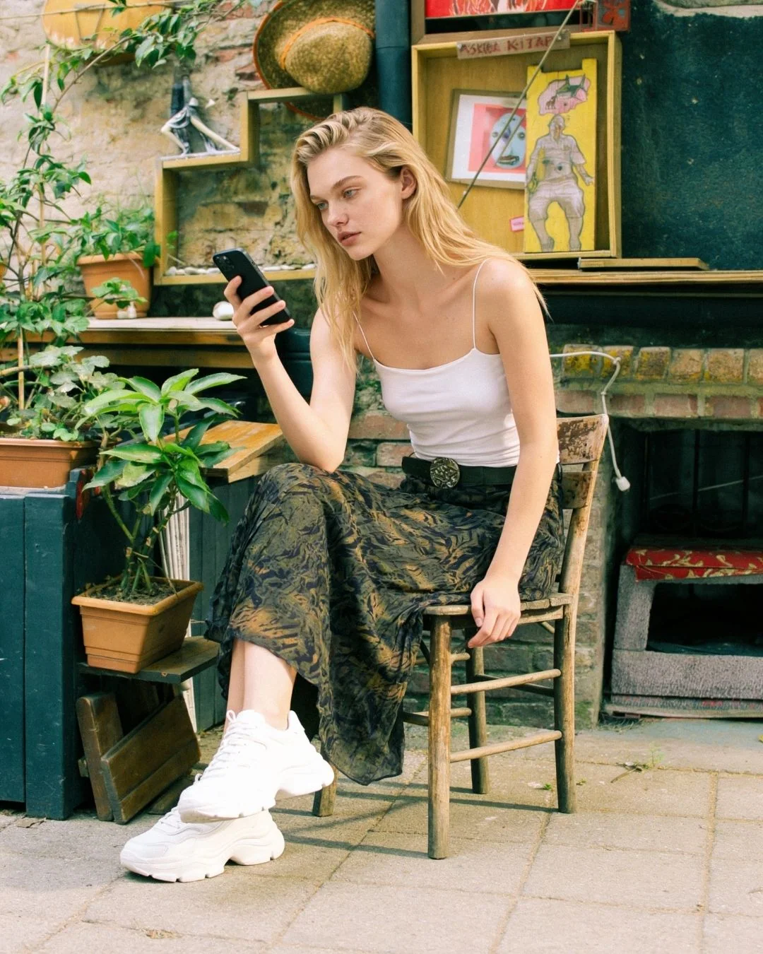 İp askili uzun atlet — model üzerinde, 1. fotoğraf