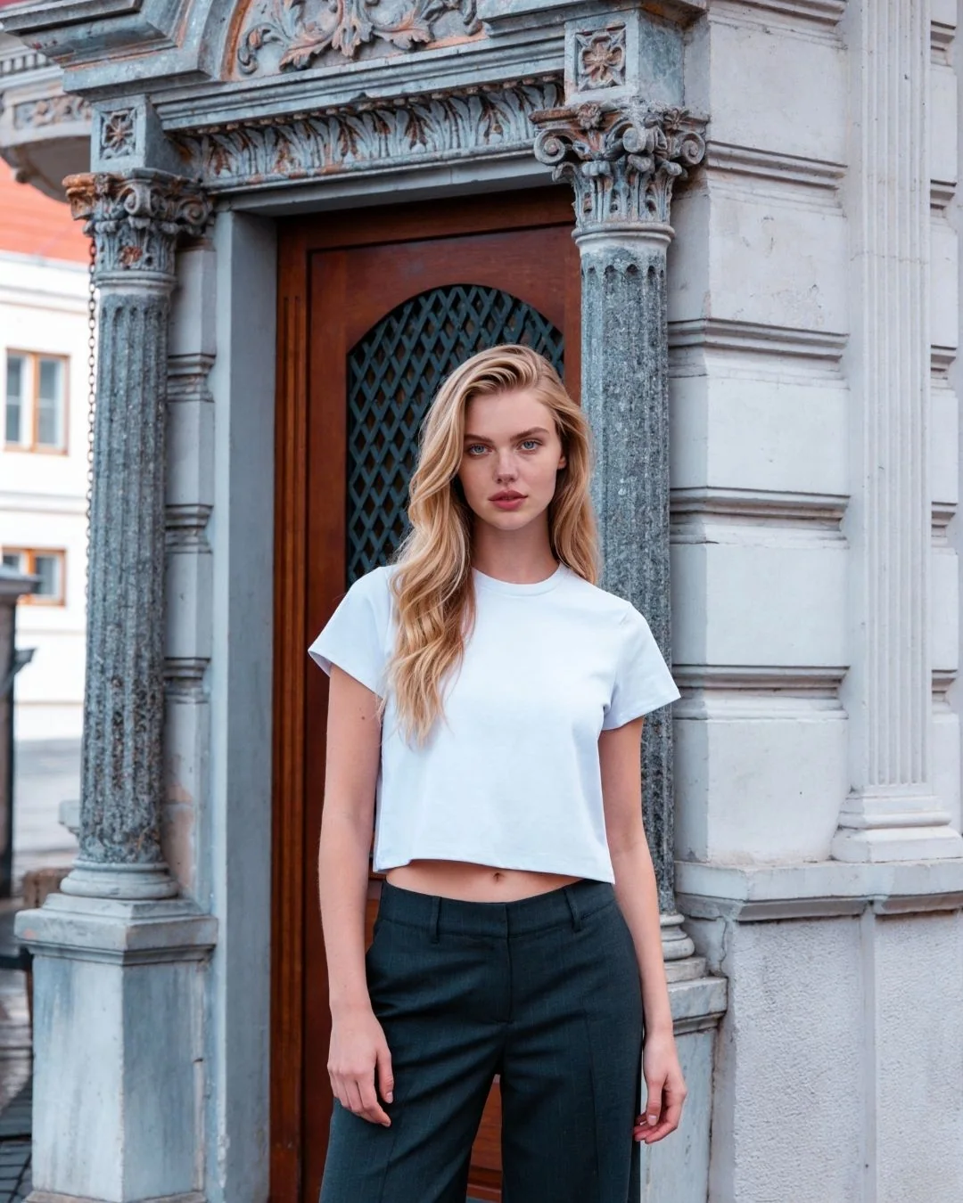 İnt arka dikişli tşört — model üzerinde, 3. fotoğraf
