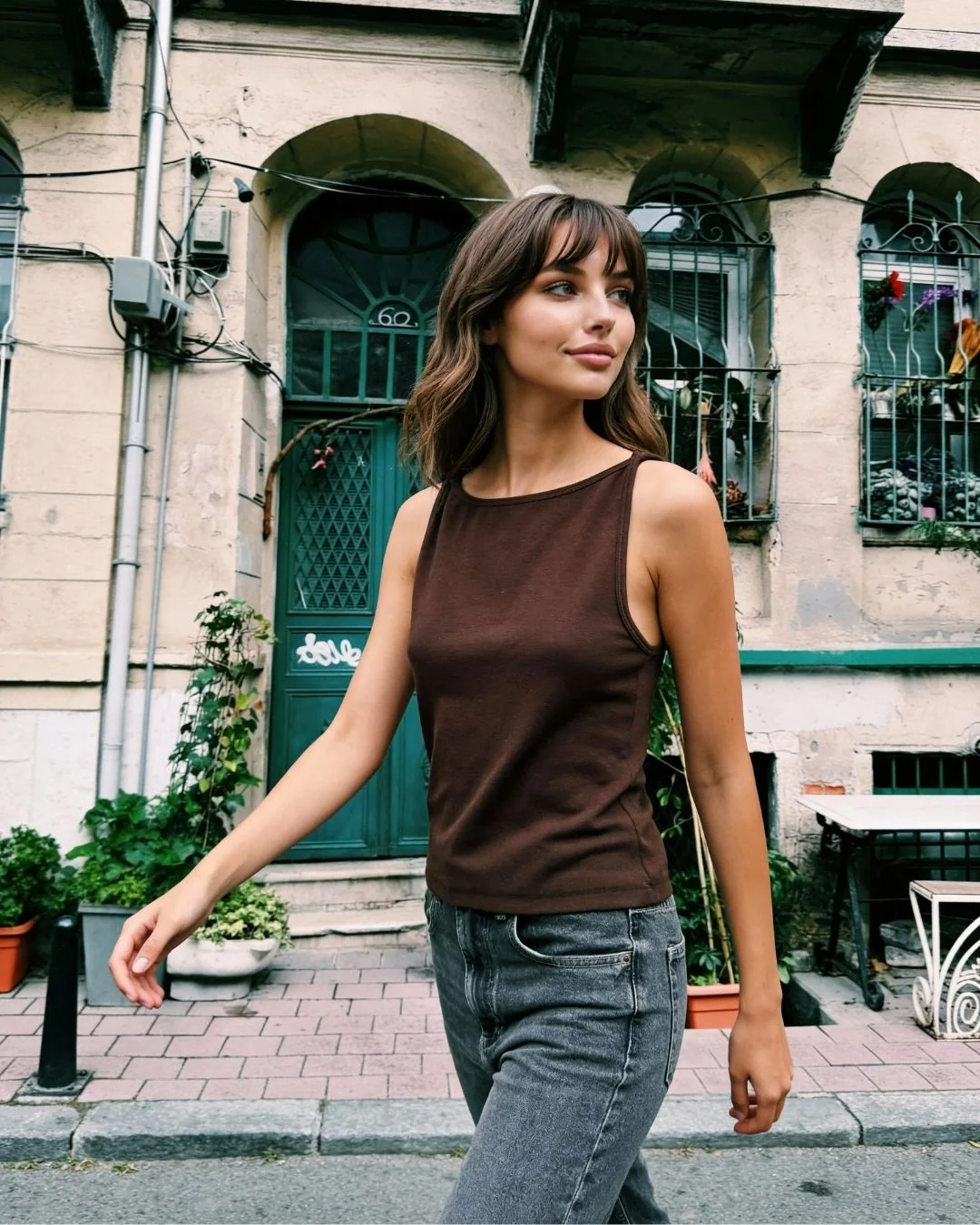Modal kayık yaka atlet — model üzerinde, 1. fotoğraf