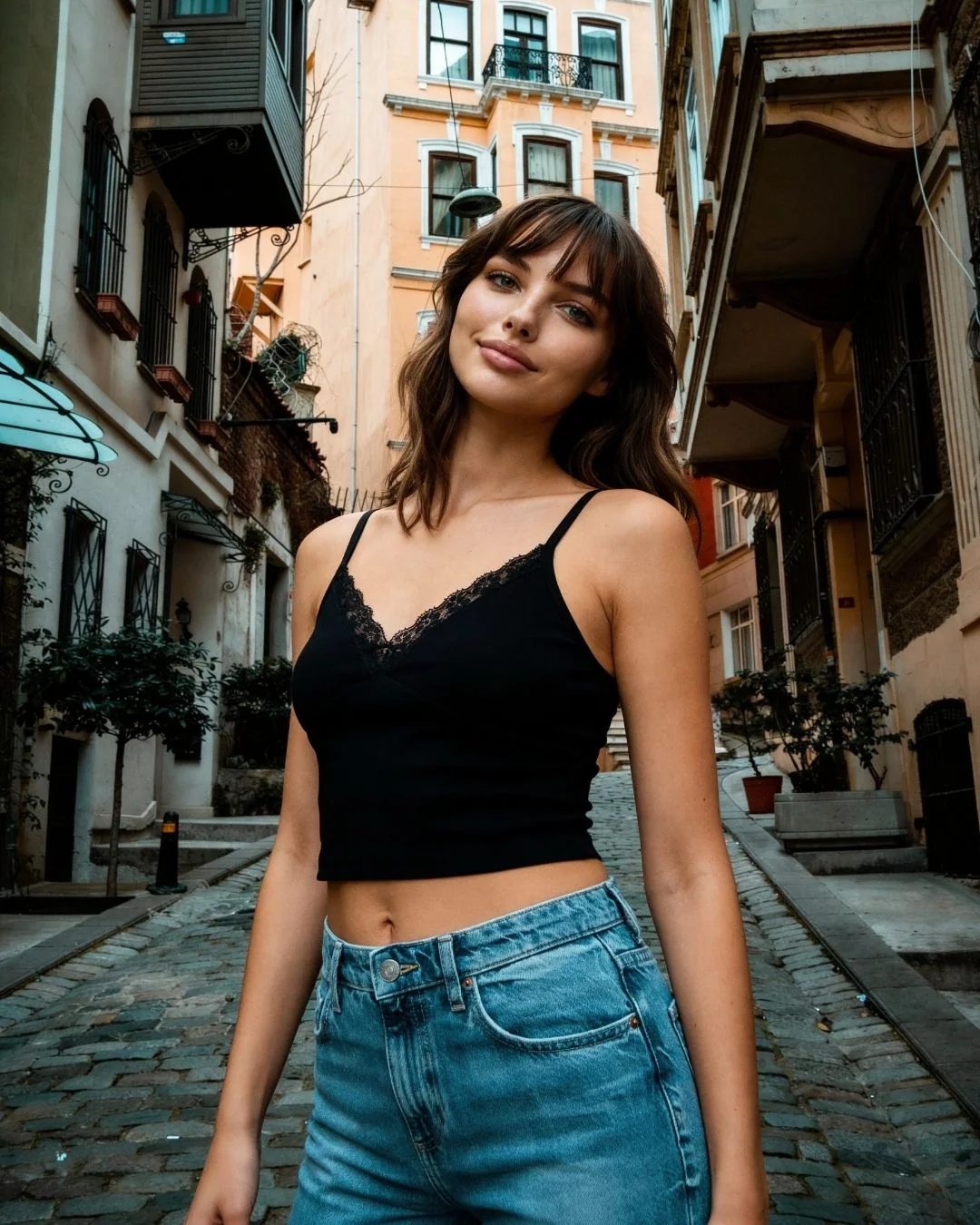 Likralı ribana dantelli atlet — model üzerinde, 5. fotoğraf