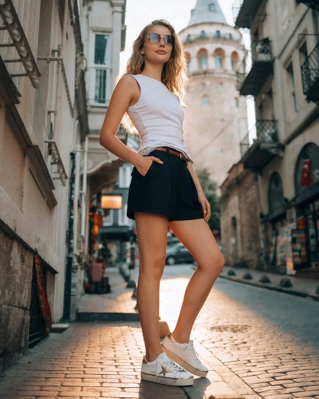 Eteği dantelli kolsuz modal tşört — model üzerinde, 5. fotoğraf