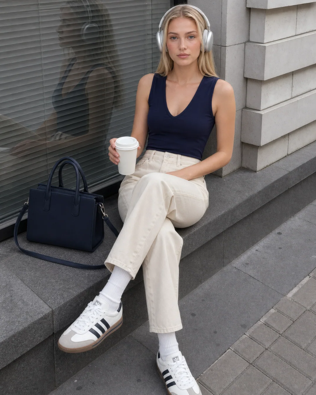 Modal V Yaka Atlet Zıbın — model üzerinde, 2. fotoğraf