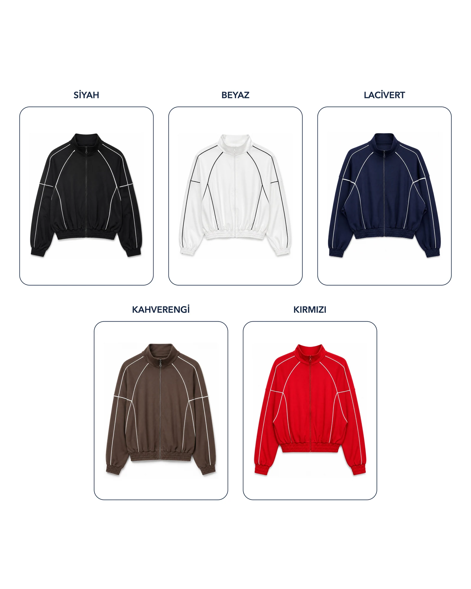 Oys Ara Biyeli Dik Yaka Fermuarlı Sweatshirt renk kolajı
