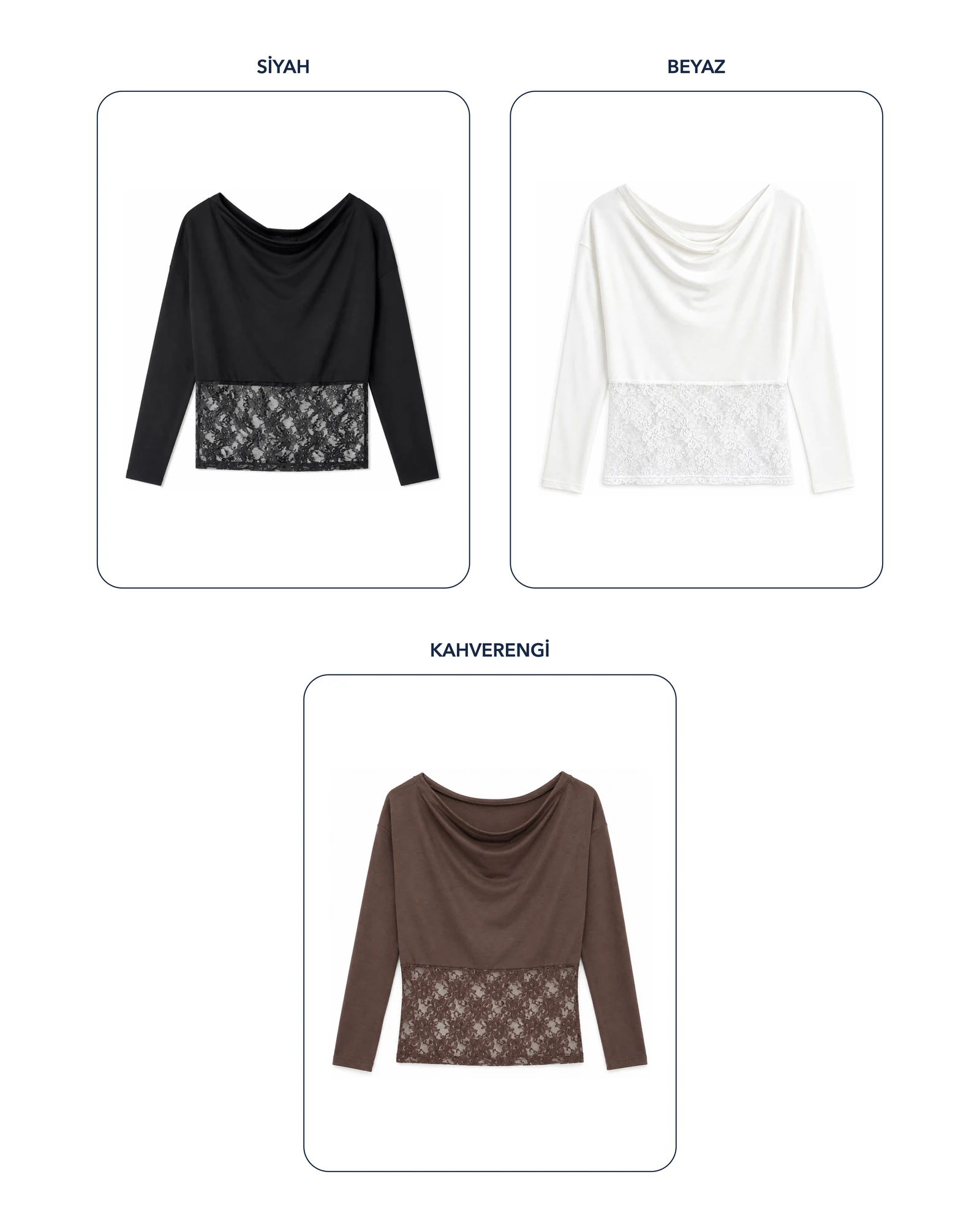 Oys Beli Dantelli Yarasa Kol Sweatshirt renk kolajı