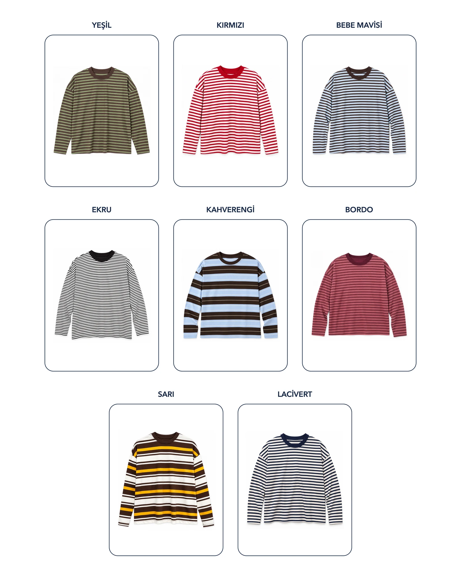 Çizgili Sweatshirt renk kolajı