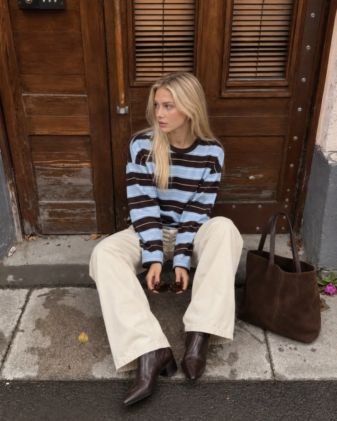 Çizgili Sweatshirt — model üzerinde, 5. fotoğraf