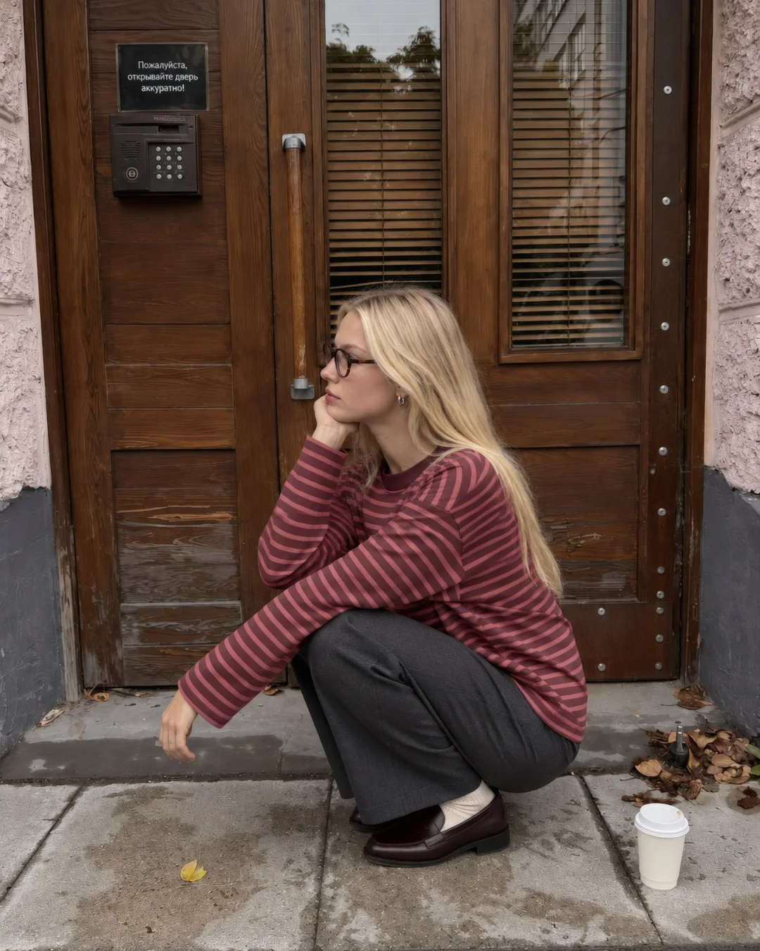 Çizgili Sweatshirt — model üzerinde, 8. fotoğraf