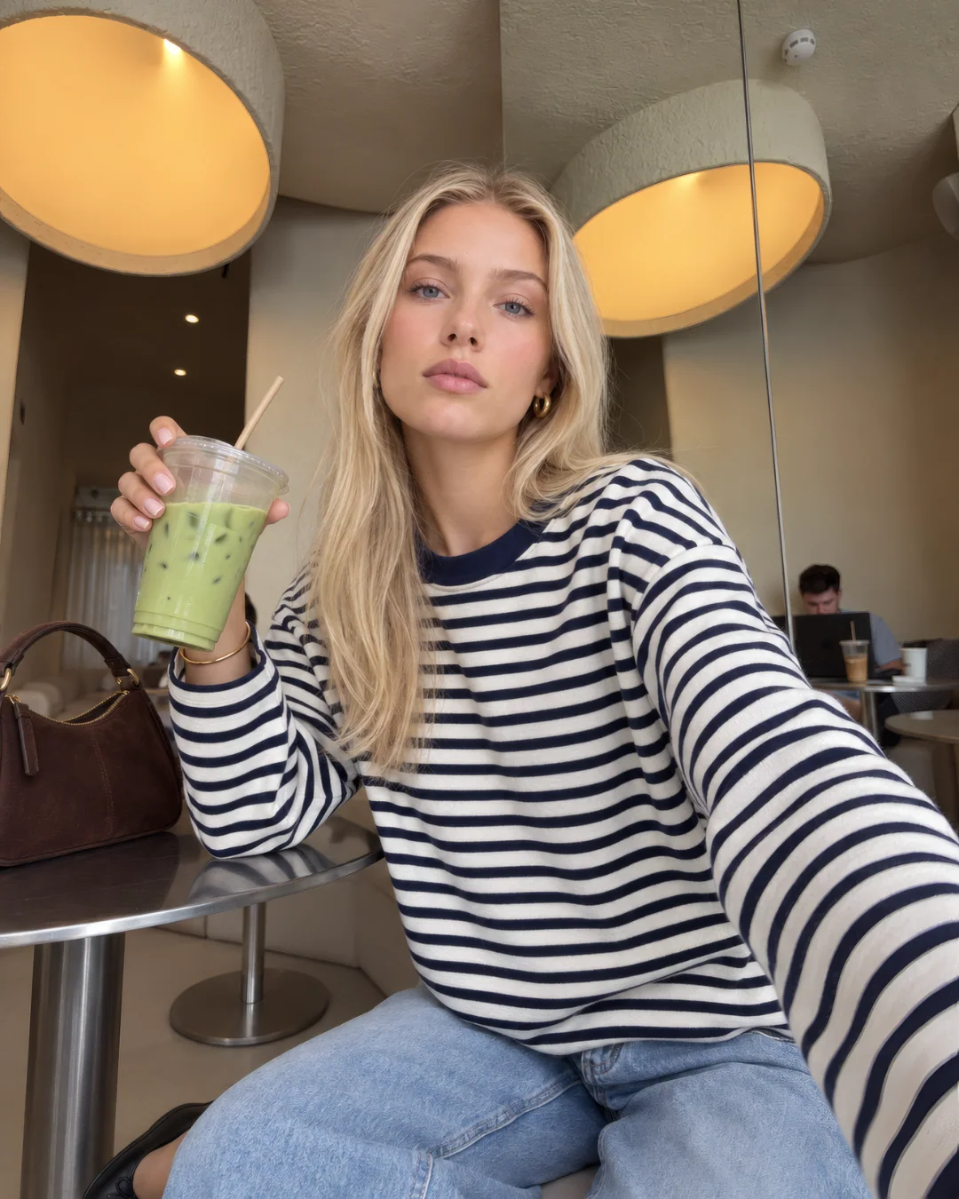 Çizgili Sweatshirt — model üzerinde, 21. fotoğraf