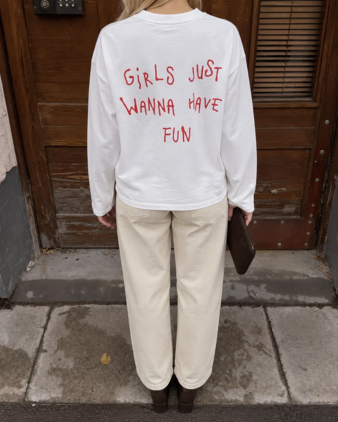 Kalın penye ön arka baskılı sweat — model üzerinde, 4. fotoğraf