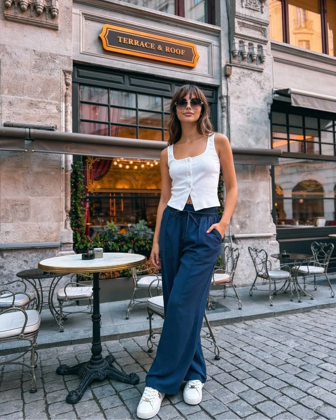 Mono touch köprülü bağcıklı pantolon — model üzerinde, 2. fotoğraf