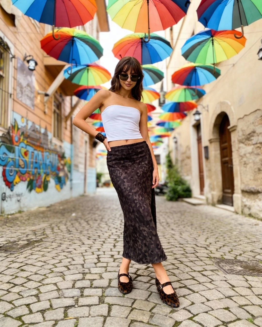 Jakarlı fermuarlı etek — model üzerinde, 2. fotoğraf