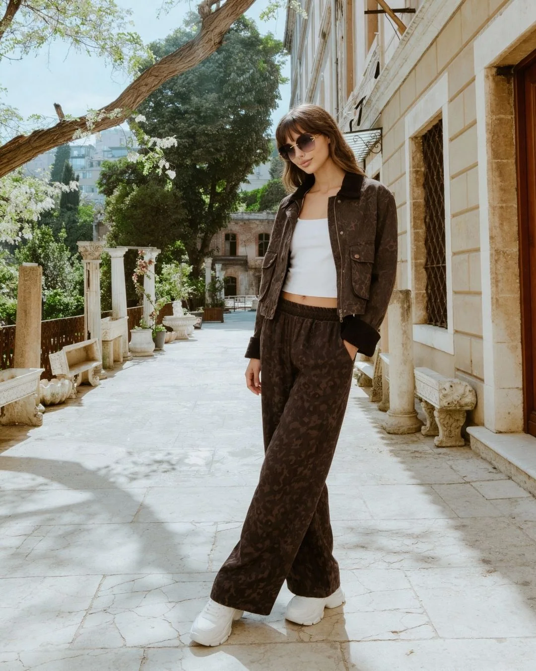 Jakarlı lastikli pantolon — model üzerinde, 2. fotoğraf