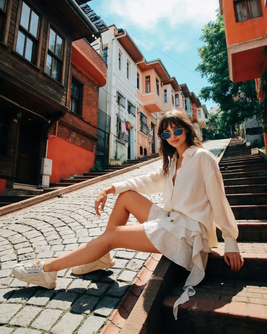 Vual oversize gömlek — model üzerinde, 6. fotoğraf